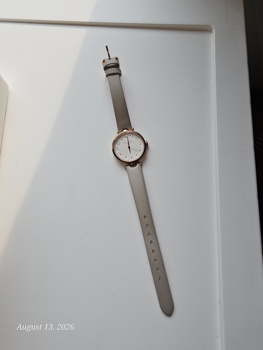 kate spade Taupe Leather Strap Watch with Rose Gold Case